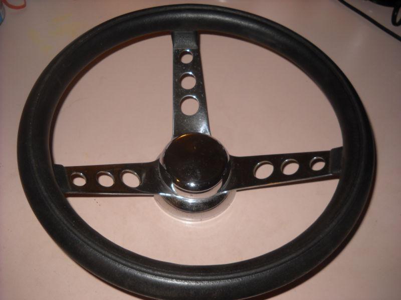 Vintage custom chrome spoke steering wheel & hub hot rat rod kart drag race car 