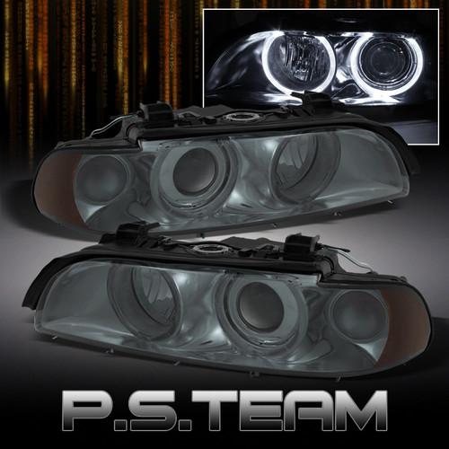 97-03 bmw e39 5 series dual halo projector smoked headlights lamps left+right