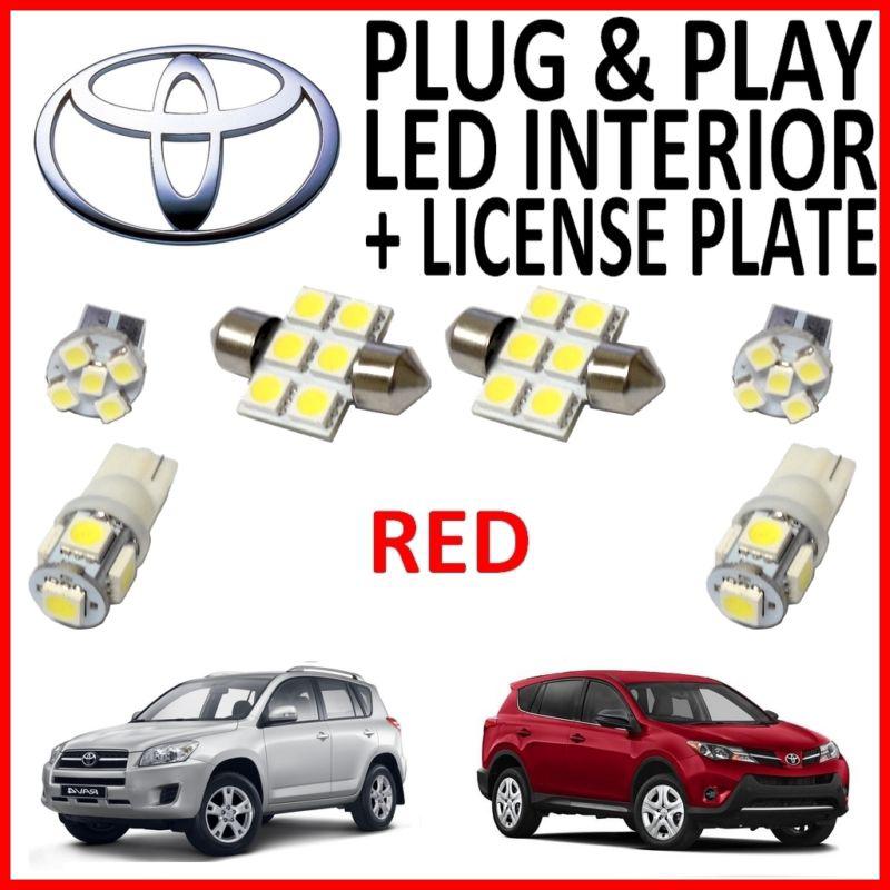 6 piece super red led interior package kit + license plate tag lights tr1r