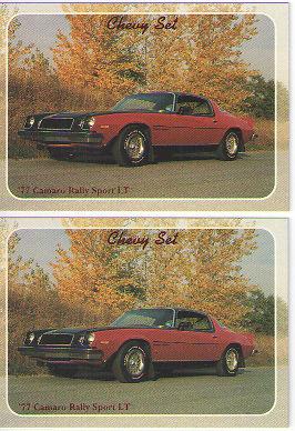 1977 chevy camaro rally sport baseball card sized cards - lot of 2 - must see !!