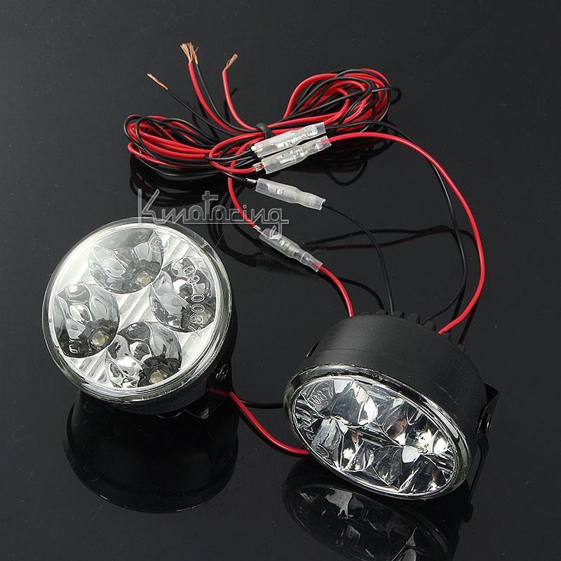 2x 12v 24v 4 led drl driving daytime running day fog head light lamp white yep