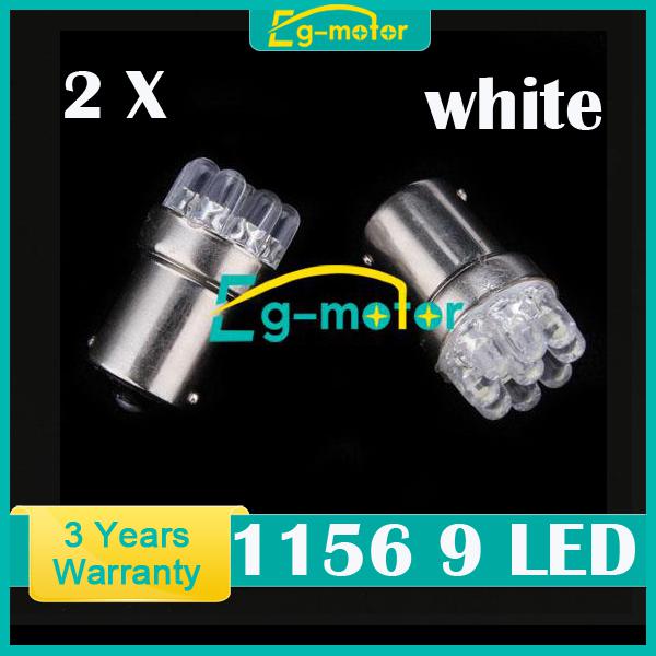 2 x white car 1156 382 tail brake turn signal 9 led bulb lamp light ba15s p21w