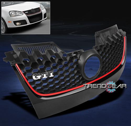 06-09 vw gti gli jetta mk5 front main hex mesh bumper center grille w/red strip