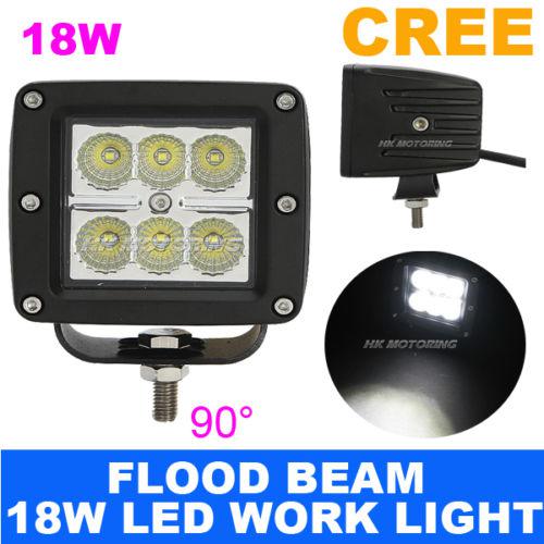 18w 90°flood beam 6 cree led work light for suv atv boat offroad 4wd jeep truck