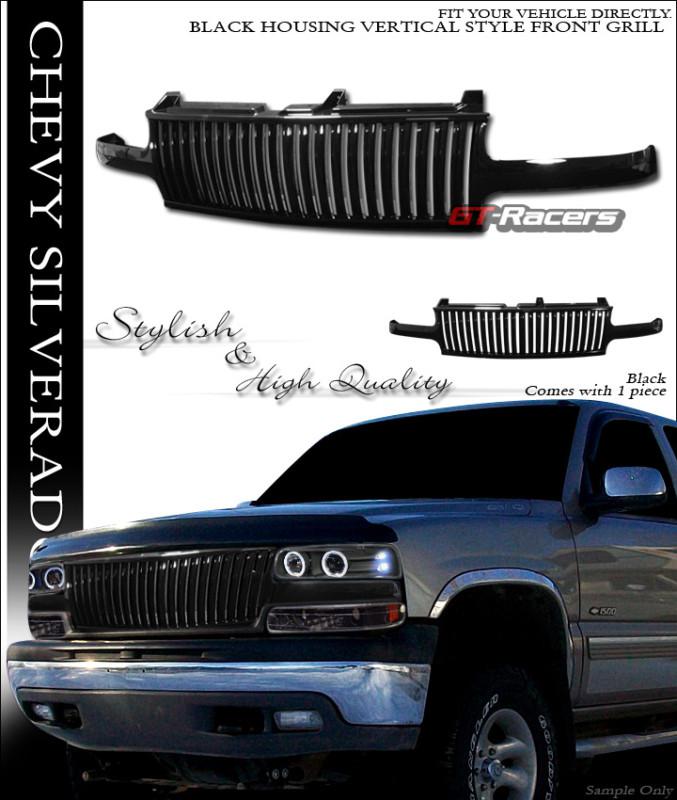 Black vertical front hood grill grille 1999-2005 chevy silverado tahoe suburban