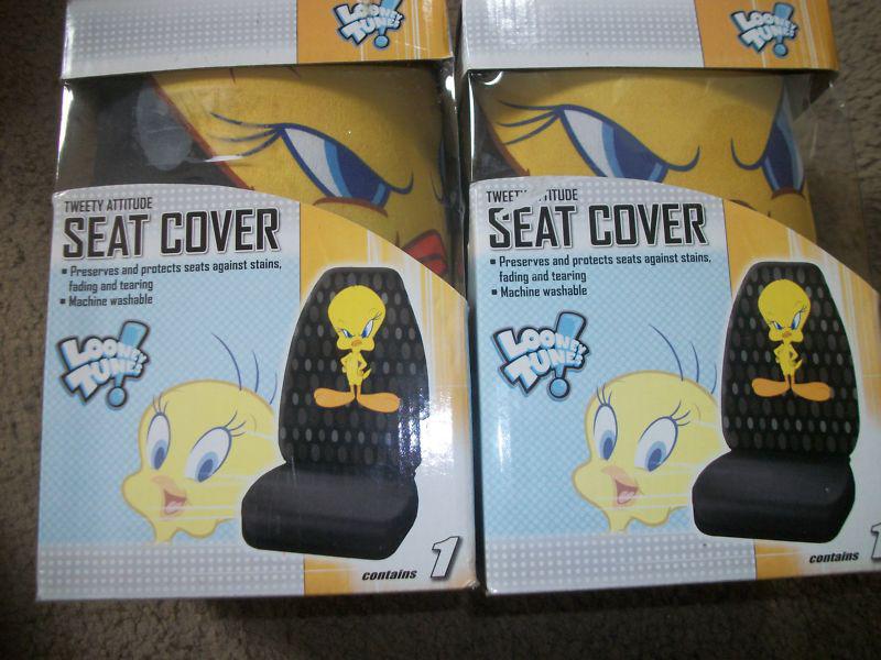 Looney tunes tweety bird face bucket seat cover  with or without adjuster new