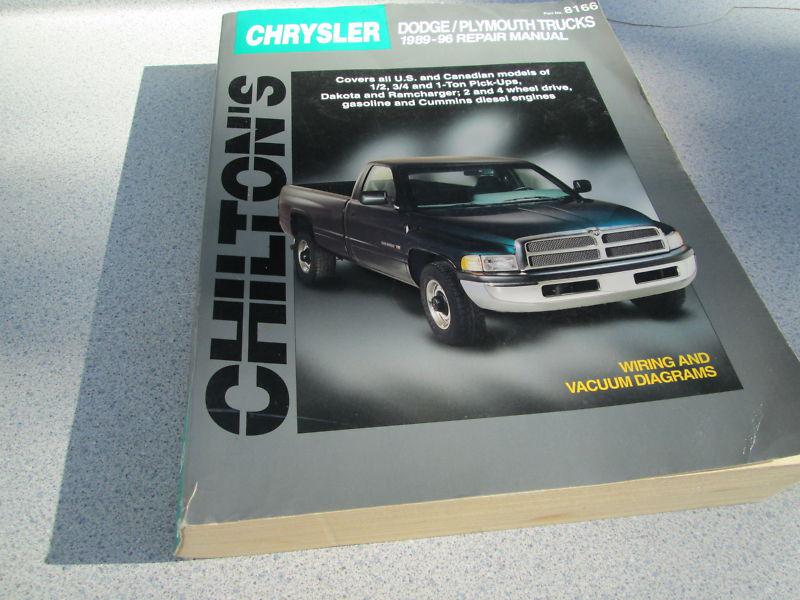 Chilton 8166 repair shop manual-chrysler dodge/plymouth trucks 89-96 cummins 