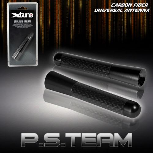 Jdm aluminum w/carbon fiber light weight roof top 3" short black antenna+adapter