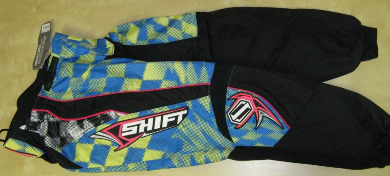 Shift assault motocross + atv + motorcycle pants  - 32" blue + yelo checks