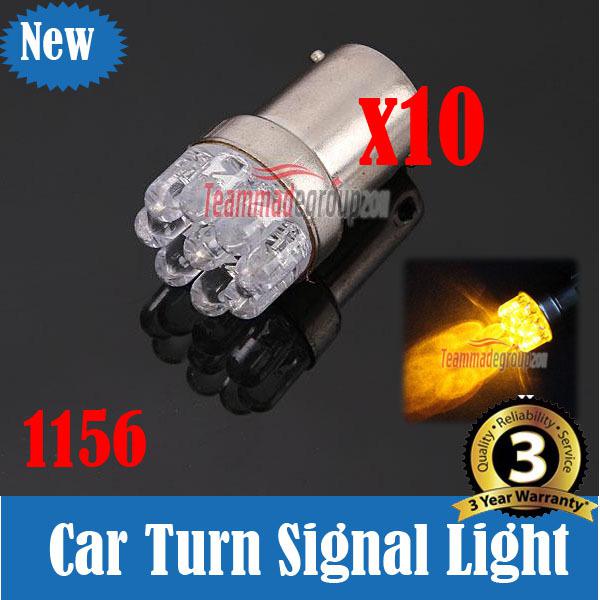 10pcs x car 1156 ba15s tail brake turn signal 9 led bulb lamp light amber yellow