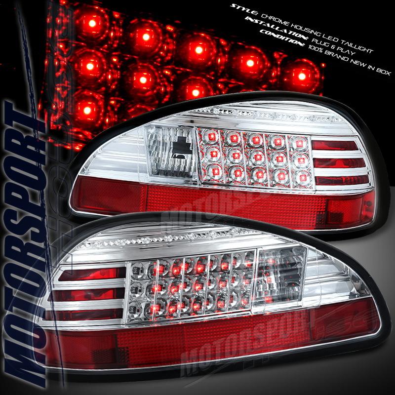 1997-2003 pontiac grand prix led red chrome rear tail lights assembly pair new 