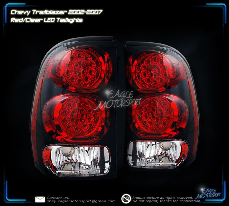 2002-2007 chevy trailblazer led red clear tail lights left right rear lamps