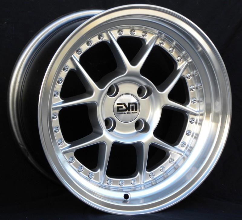 Silver 15x8 15" wheels rims 4x100 esm 010 bmw e30 (non m3)