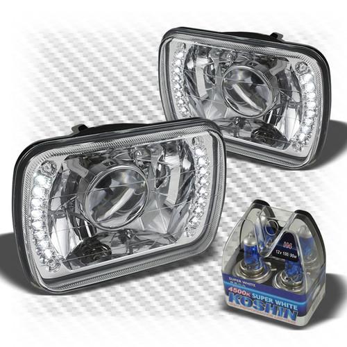 7x6 projector headlights w/super-bright led built-in + super white light bulbs