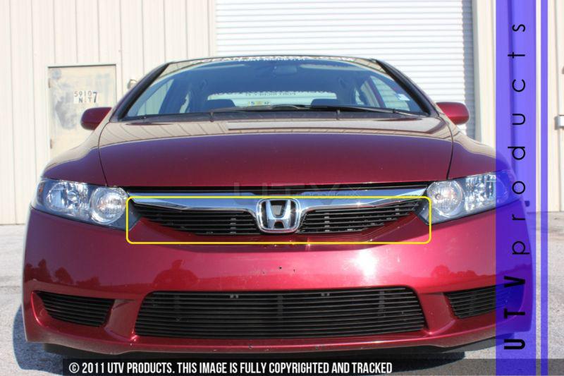 2009 - 2011 honda civic 4dr 2pc upper black billet grille kit custom 09 10 11