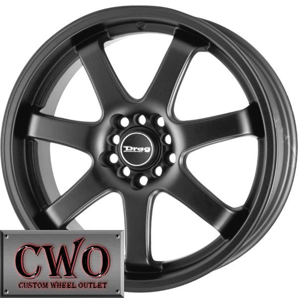 18 black drag dr-35 wheels rims 5x100/5x114.3 5 lug civic mazda 3 6 wrx accord