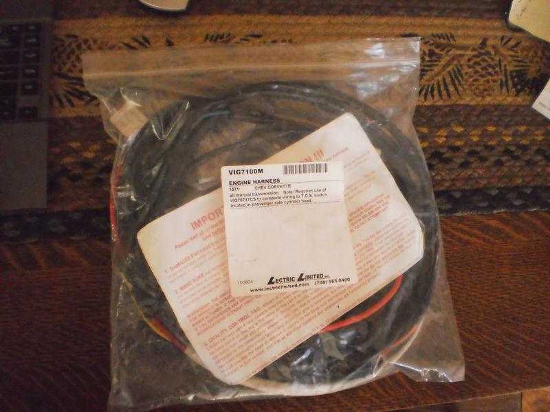 Engine wiring harness,corvette,1971, m/t, non-ac, unused condition