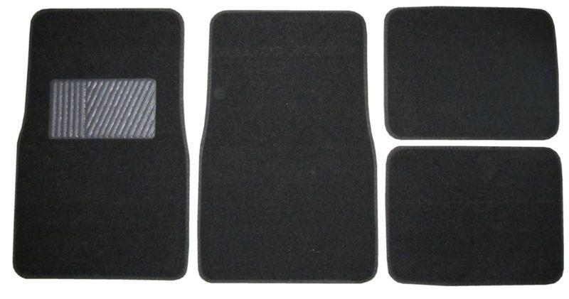 Black car auto suv universal front & rear floor mats w/ drivers side heel pad n