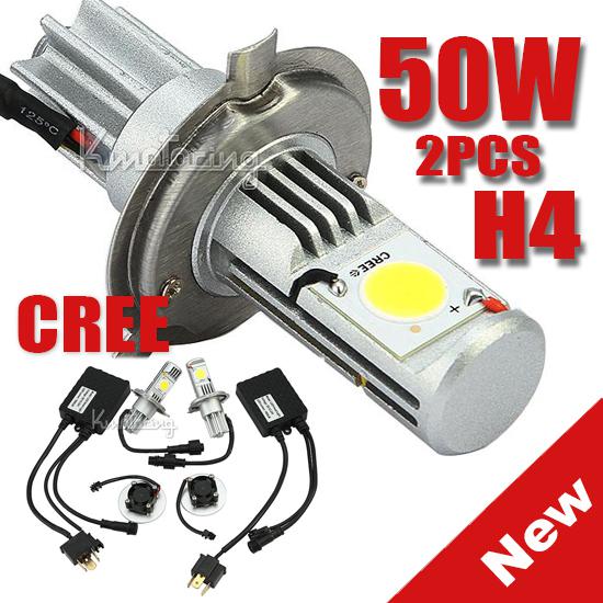 2pcs car h4 high low beam head light lamp cree led bulb 1512 12v 360° 1800lm ce