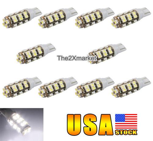 10pcs t10 168 194 12v white led car side wedge lamp tail light blub 28smd new