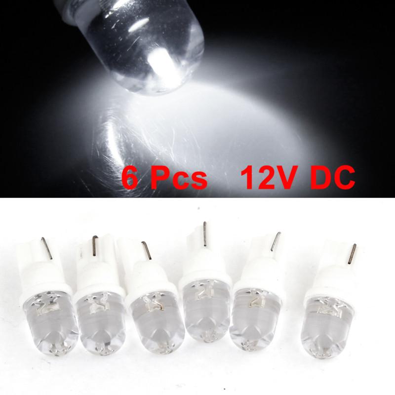 6 pcs 12vdc t10 white led car auto dashboard dash lights lamp bulbs