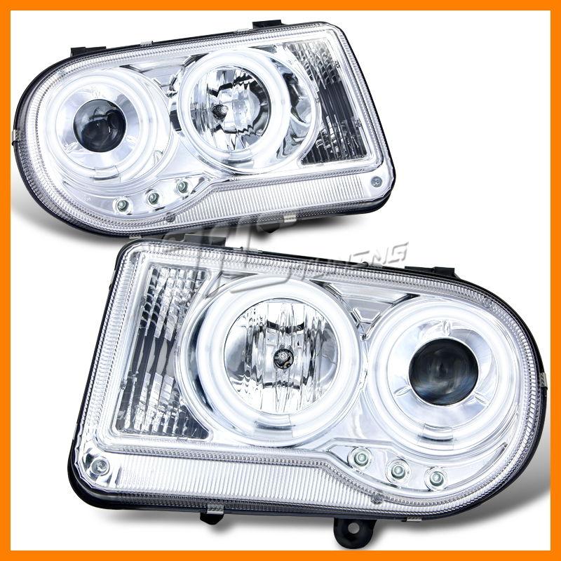 05-09 chrysler 300c chrome ccfl led halo projector headlights driver+passenger