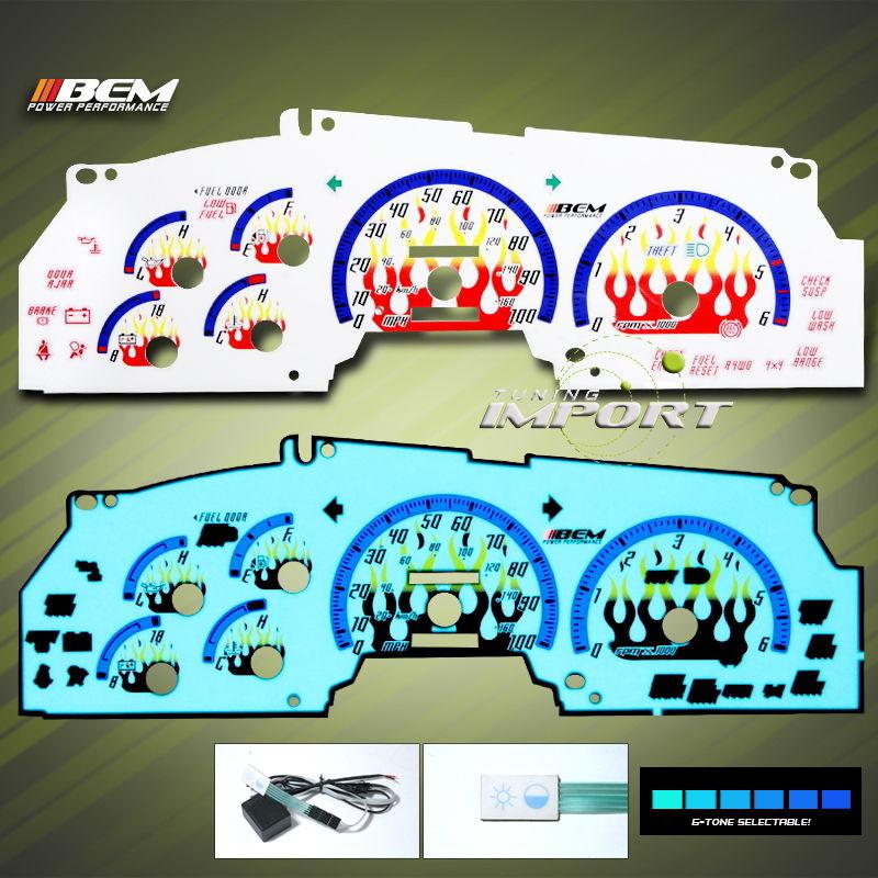 97 98 ford f150 expedition cluster face glow gauge white flame wiring harness