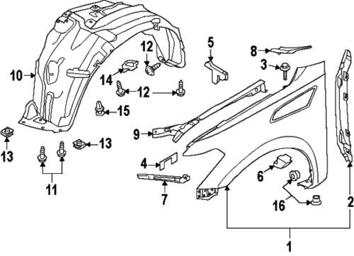 Infiniti 638411la0a genuine oem factory original fender liner