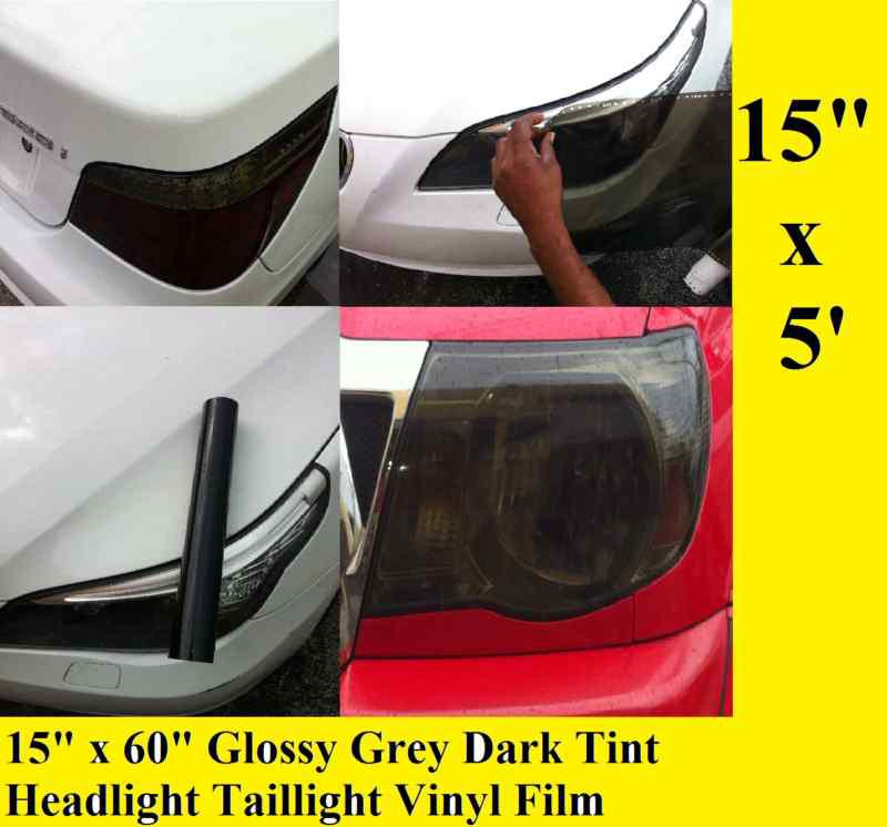 15" x 60" glossy grey dark tint headlight taillight fit all cars sheet 