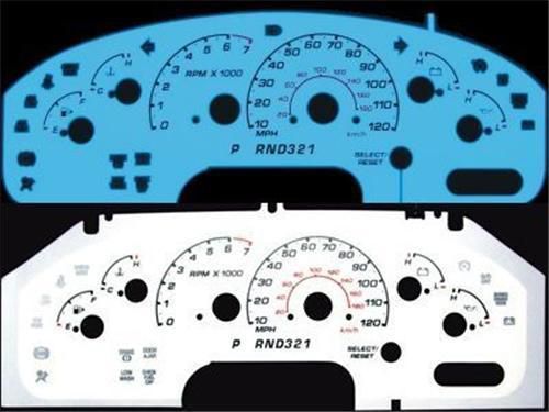 Ford explorer sport white face glow gauges 2002 2003 mph kmh plasma