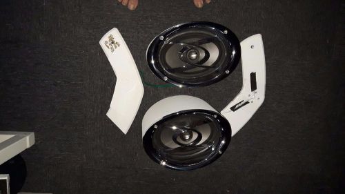 Malibu 6169115 titan white +chrome alpha 2 g3 boat wakeboard tower speakers pair