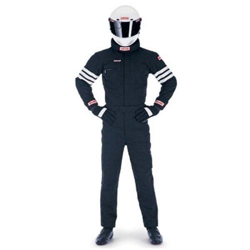 New simpson xl black std 19 sfi-5 two layer nomex driving fire suit w/white cuff