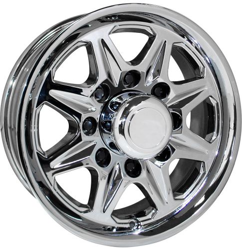 4) new 16&#034; chromed aluminum type t04 trailer wheels / rims 8 lug on 6.5&#034; sendel