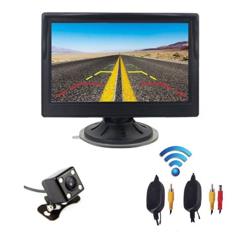 2.4g wireless 5&#034; monitor car rear view system backup reverse camera night vision