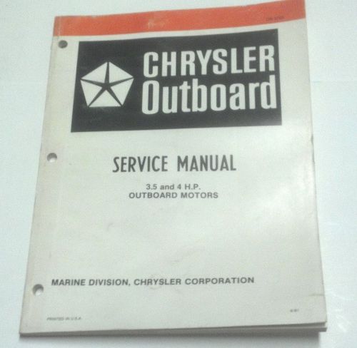 Chrysler outboard motor boat service manual 1981 - 3.5 and 4 hp