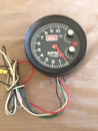 Mallory ignition racing tachometer black dial 0-10,000 rpm limit &amp; shift dials