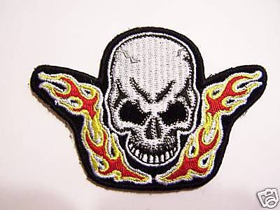 #0443 motorcycle vest patch skull -n- flames