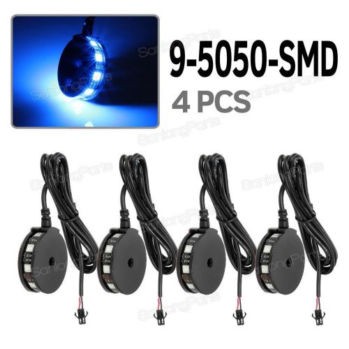 Motorcycle lights black case blue 9-5050 led fender mounting point light 4pcs