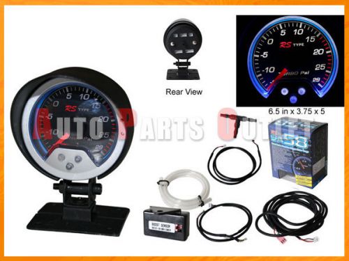 52mm universal fit rs-type blue led turbo boost vacuum gauge meter