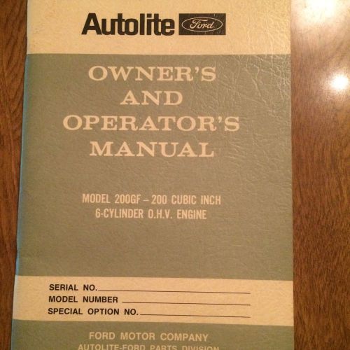 Vintage ford 1969 autolite owners and operators manual model 200 gf