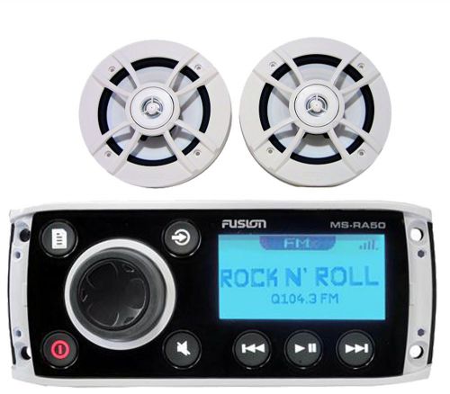 White marine 6.5&#034;kenwood speakers &amp; fusion marine am fm ipod aux iphone receiver