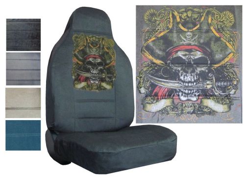 Velour seat covers car truck suv pirate skull w/ sword in mouth high back pp #x