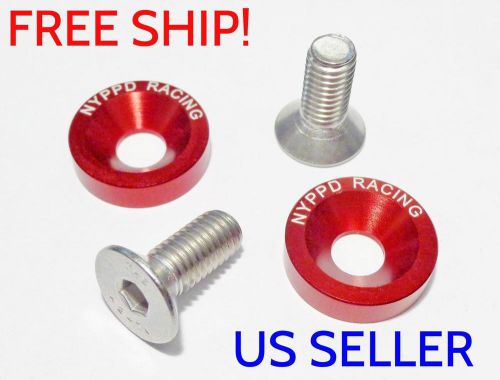 Nyppd red 2x m8 engine bumper fender trunk head light tag washer bolts