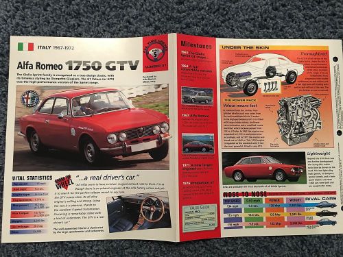 ★★ alfa romeo 1750 gtv- collector brochure specs info 1967 - 1972 ★★