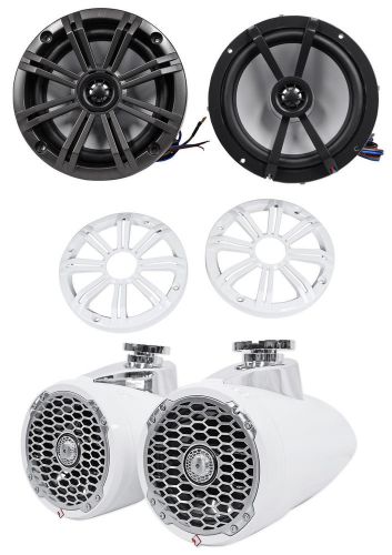 Pair rockford fosgate pm2652w 6.5&#034; 340w marine wakeboards+pair kicker speakers