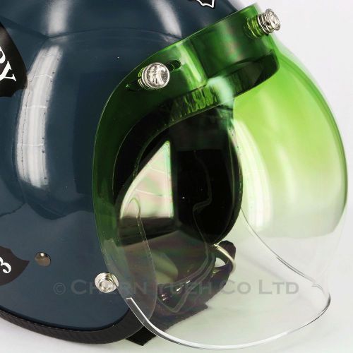 3 eagle snaps motorcycle helmet bubble shield uv gradient green visor face mask