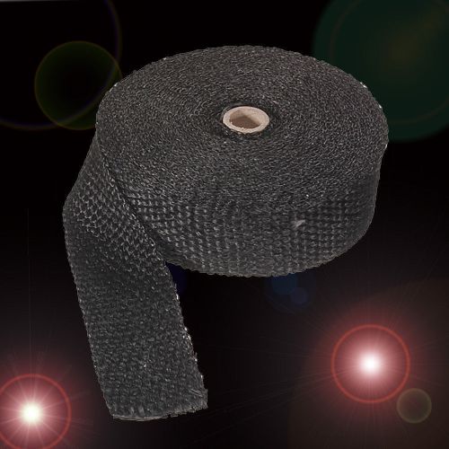 6 ties kit+ black 10m 2&#034; 33ft roll fiberglass exhaust header pipe heat wrap tape