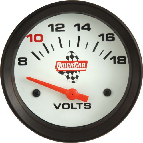 Quickcar racing products 8-18v white face voltmeter p/n 611-7007