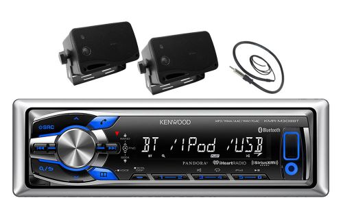 New kenwood boat mp3 usb ipod pandora receiver 2x 3.5 box 200w speakers +antenna