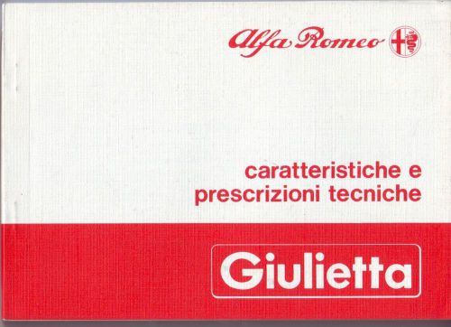 User&#039;s manual alfa romeo alfa giulietta original &#039;80